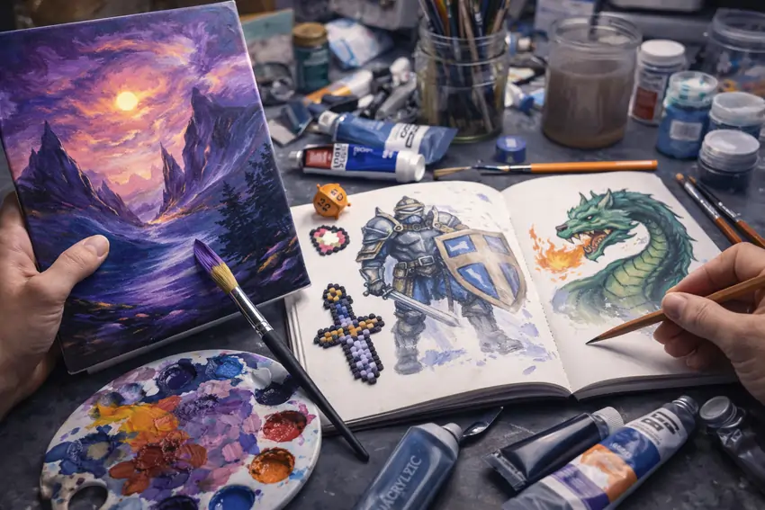 Pelaamisen inspiroimat askartelu- ja maalausprojektit